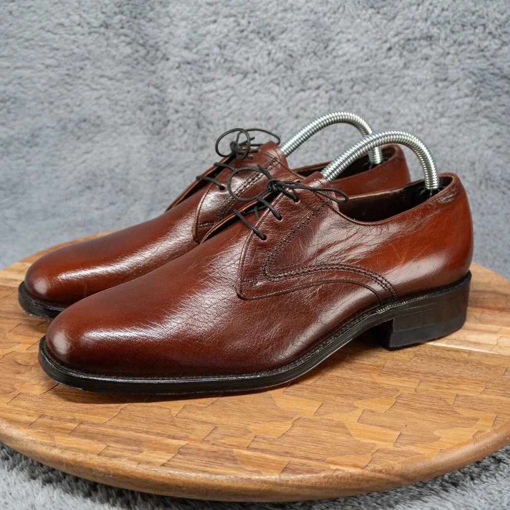 FREEMAN Dark Brown Free-Flex Oxfords Apron Toe Lace-Up Men's 7.5 E